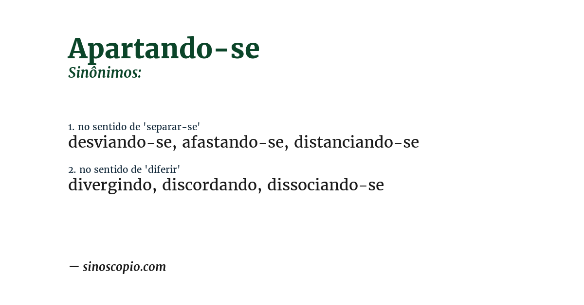 Sinônimo de apartando-se