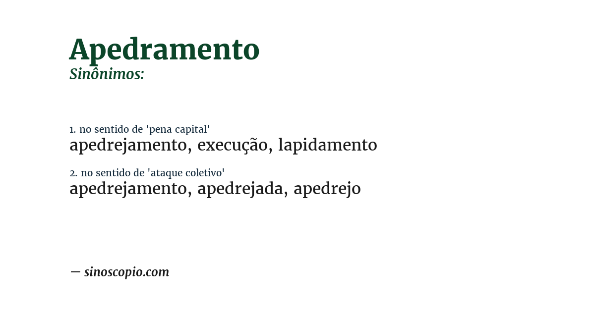 Sinônimo de apedramento