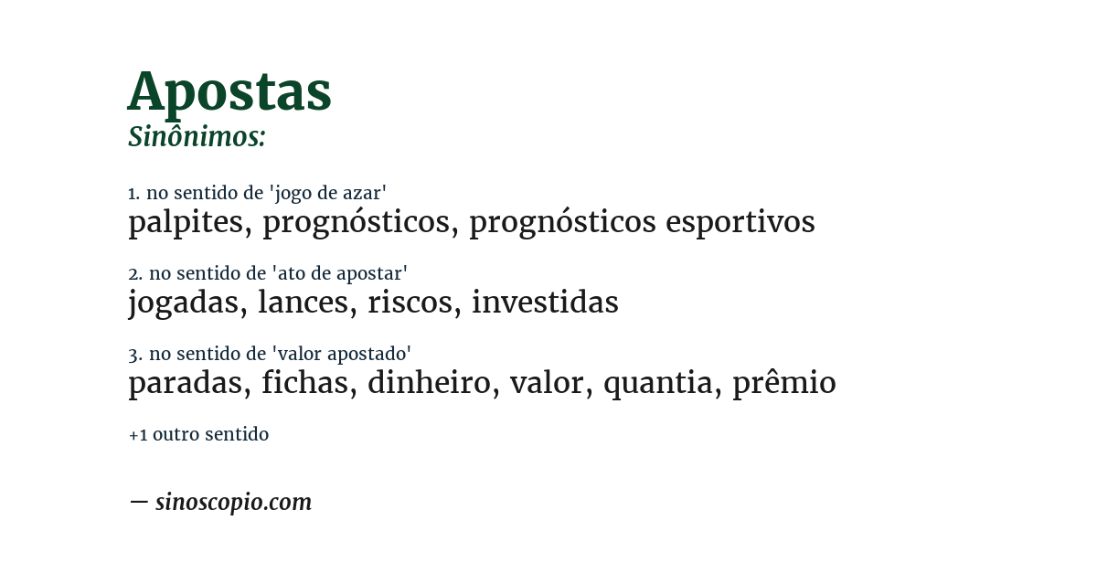 Sinônimo de apostas