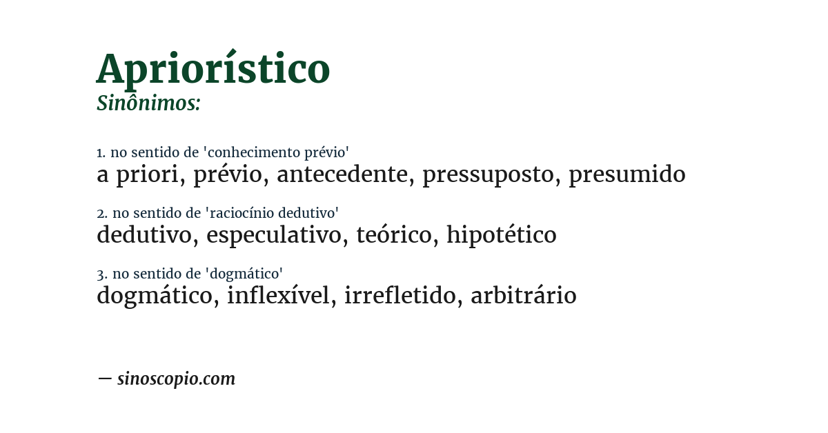 Sinônimo de apriorístico