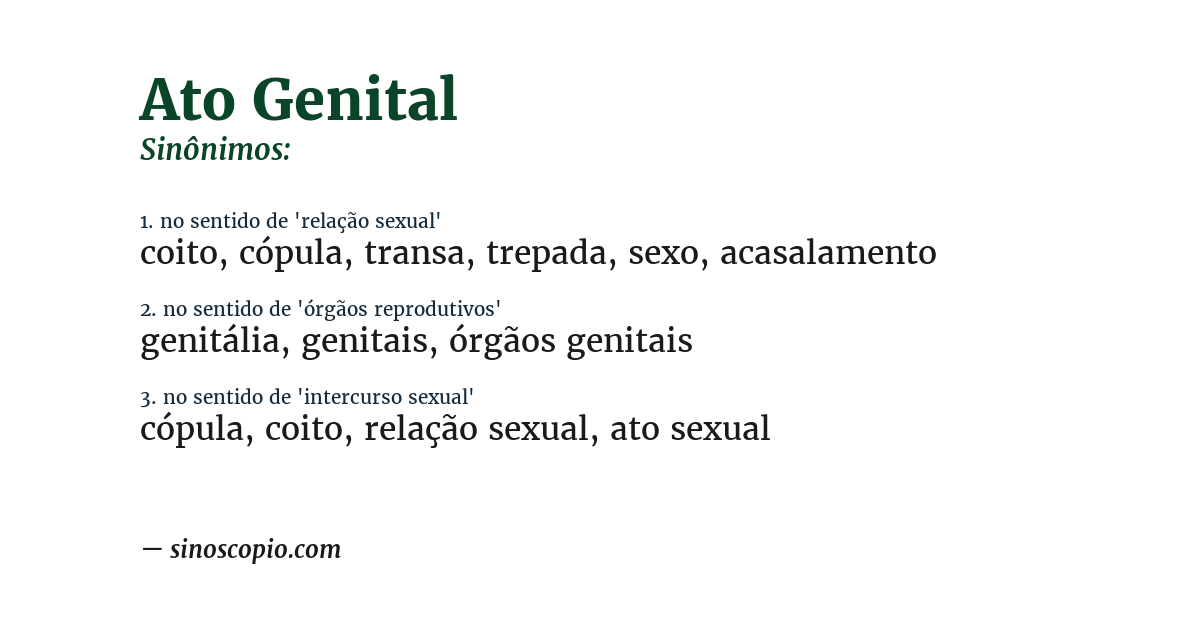 Sinônimo de ato genital
