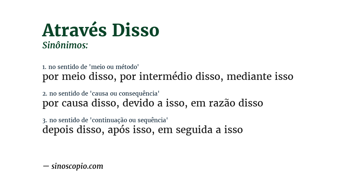 Sinônimo de através disso