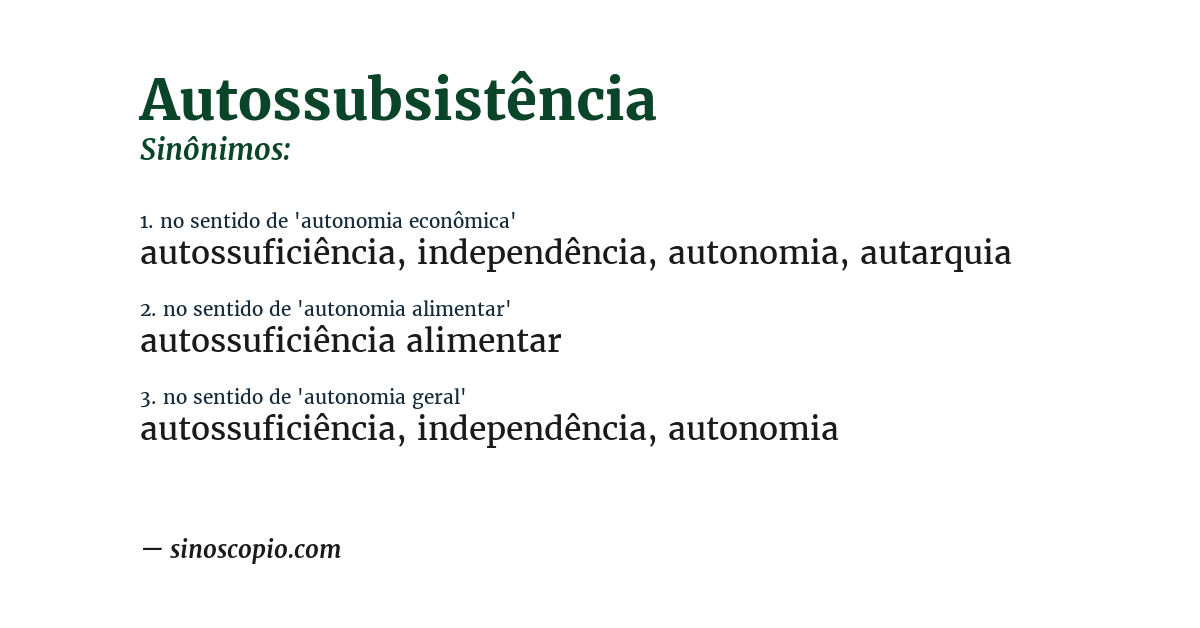 Sinônimo de autossubsistência