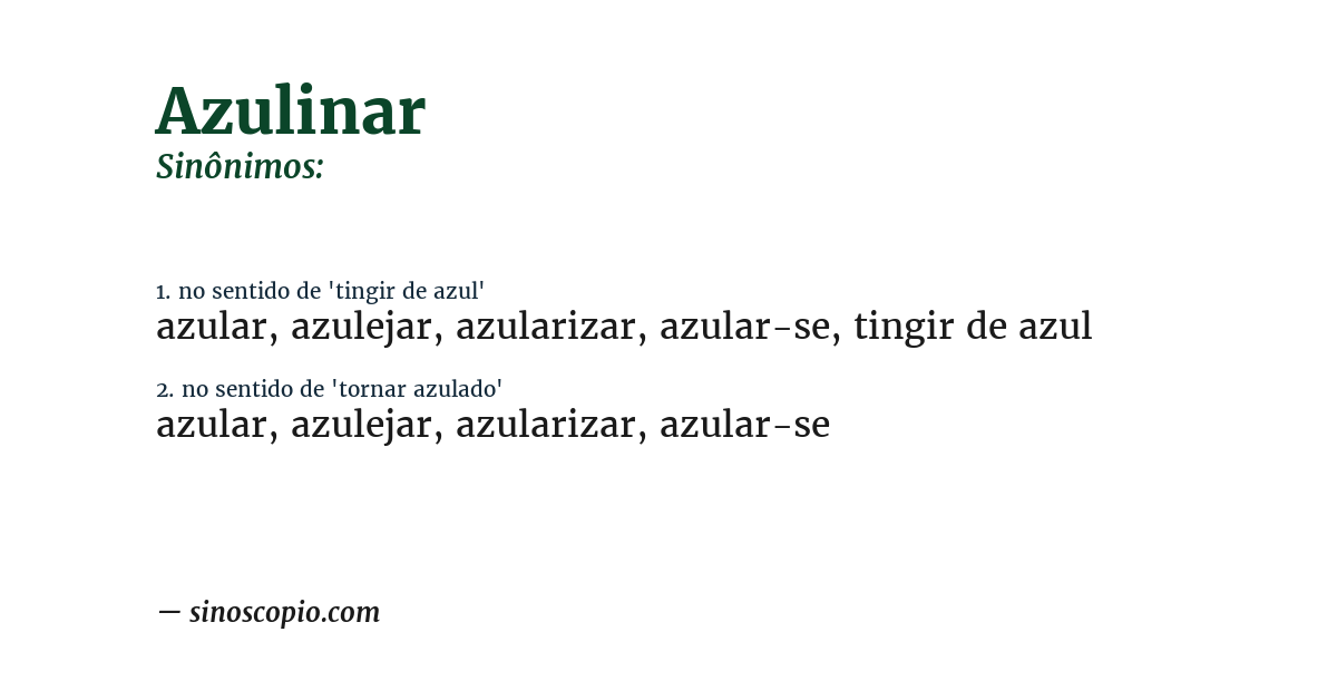 Sinônimo de azulinar