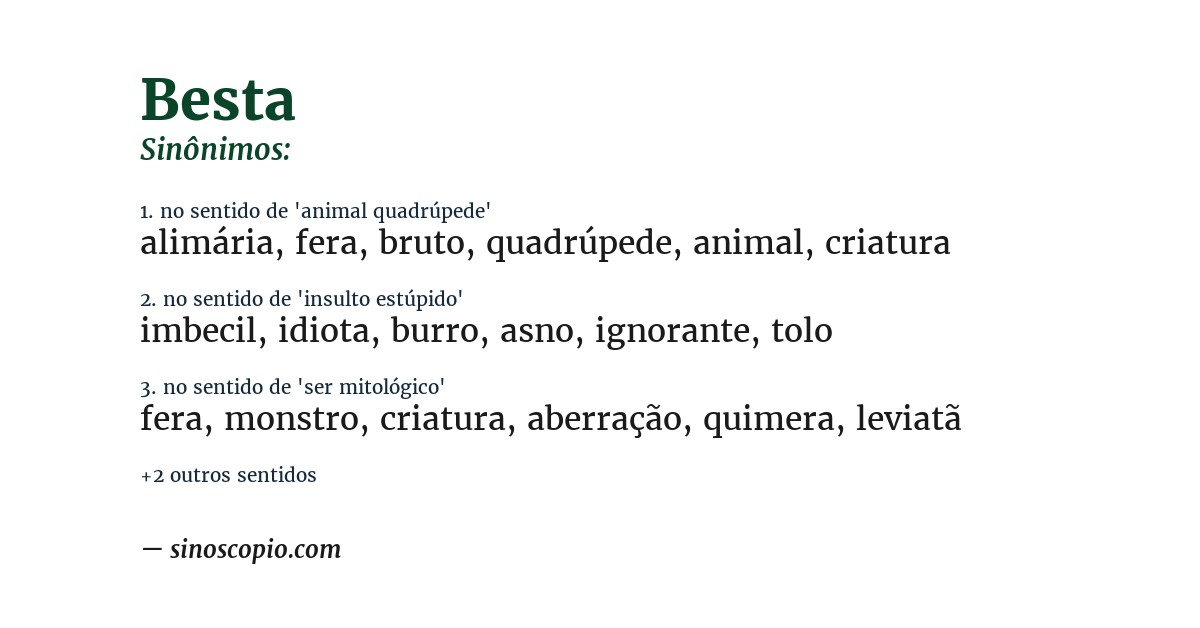 Sinônimo de besta