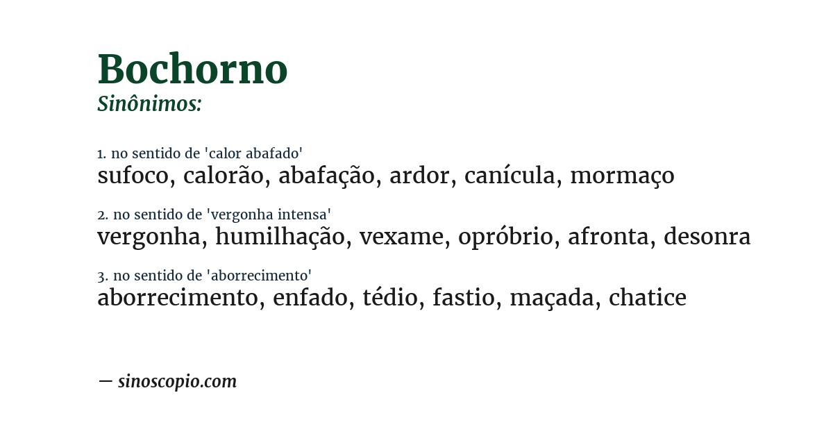 Sinônimo de bochorno