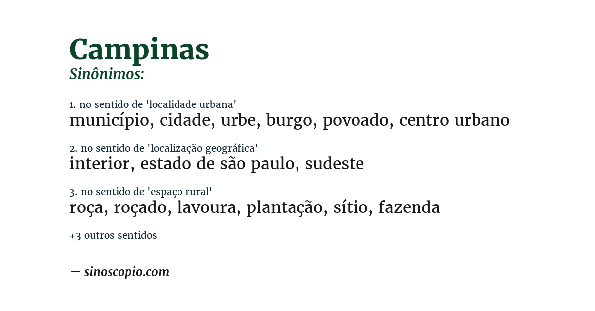 Sinônimo de campinas