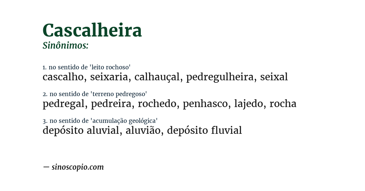 Sinônimo de cascalheira