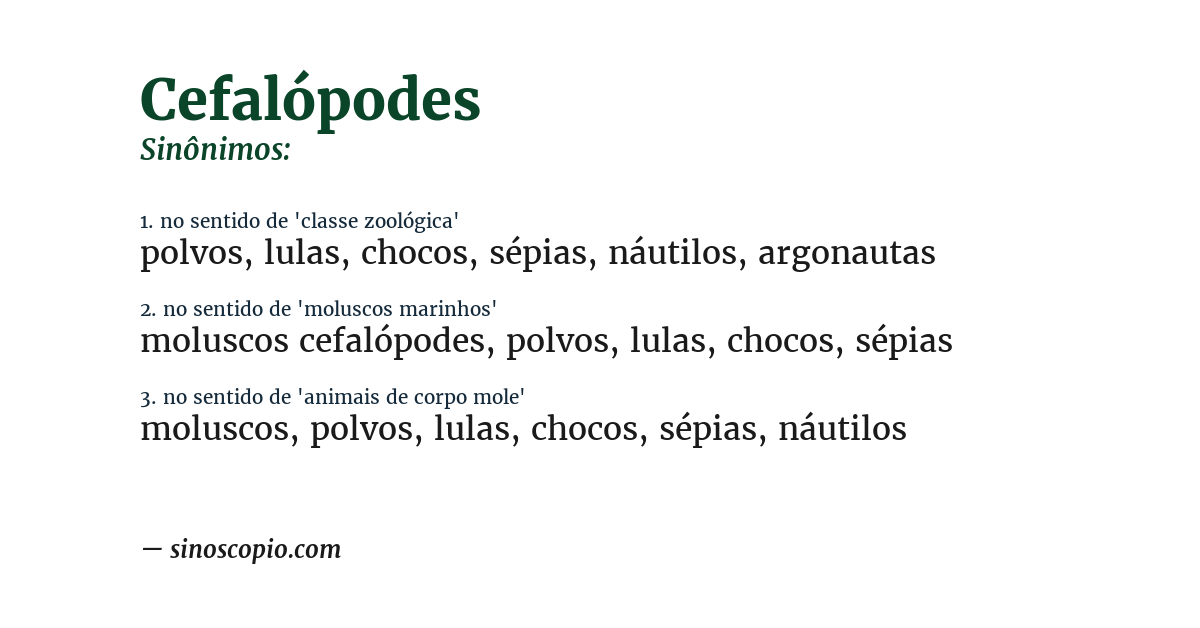 Sinônimo de cefalópodes