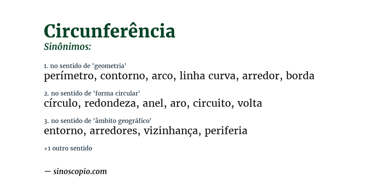 Sinônimo de circunferência