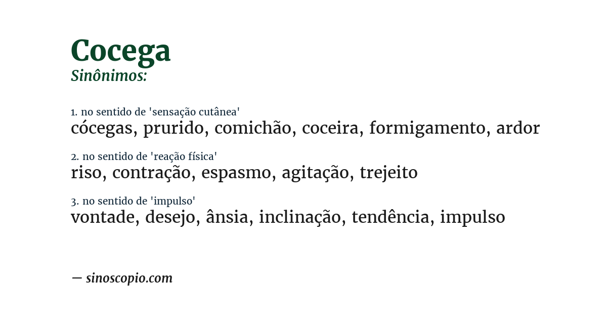 Sinônimo de cocega