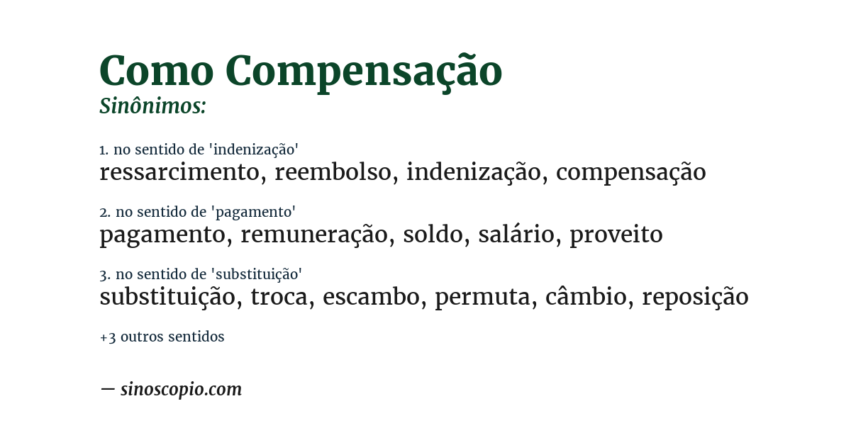 Sinônimo de como compensação