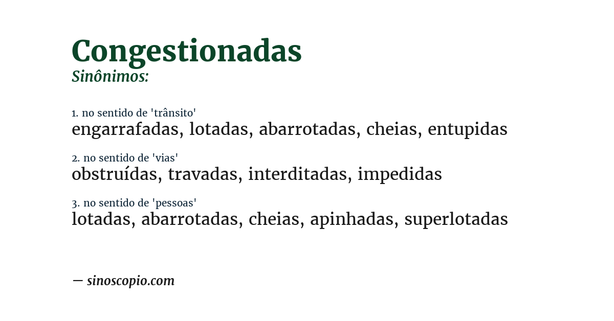 Sinônimo de congestionadas