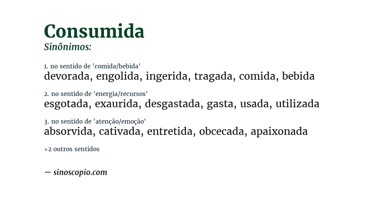 Sinônimo de consumida