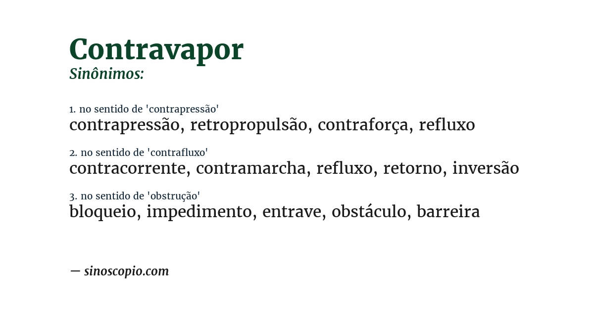 Sinônimo de contravapor