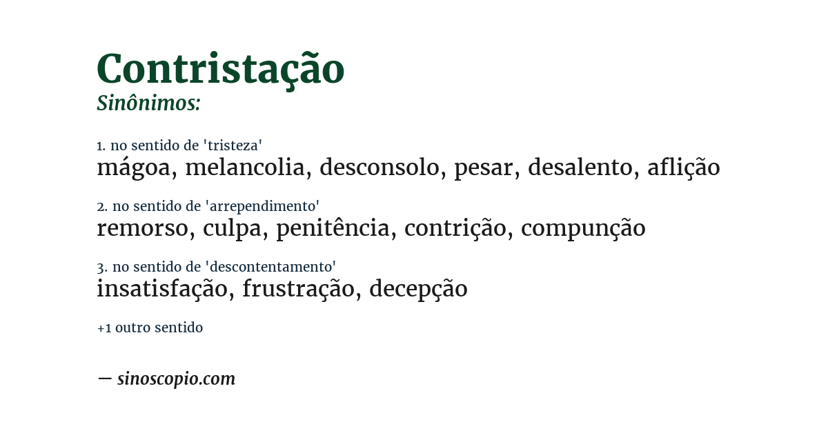 Sinônimo de contristação