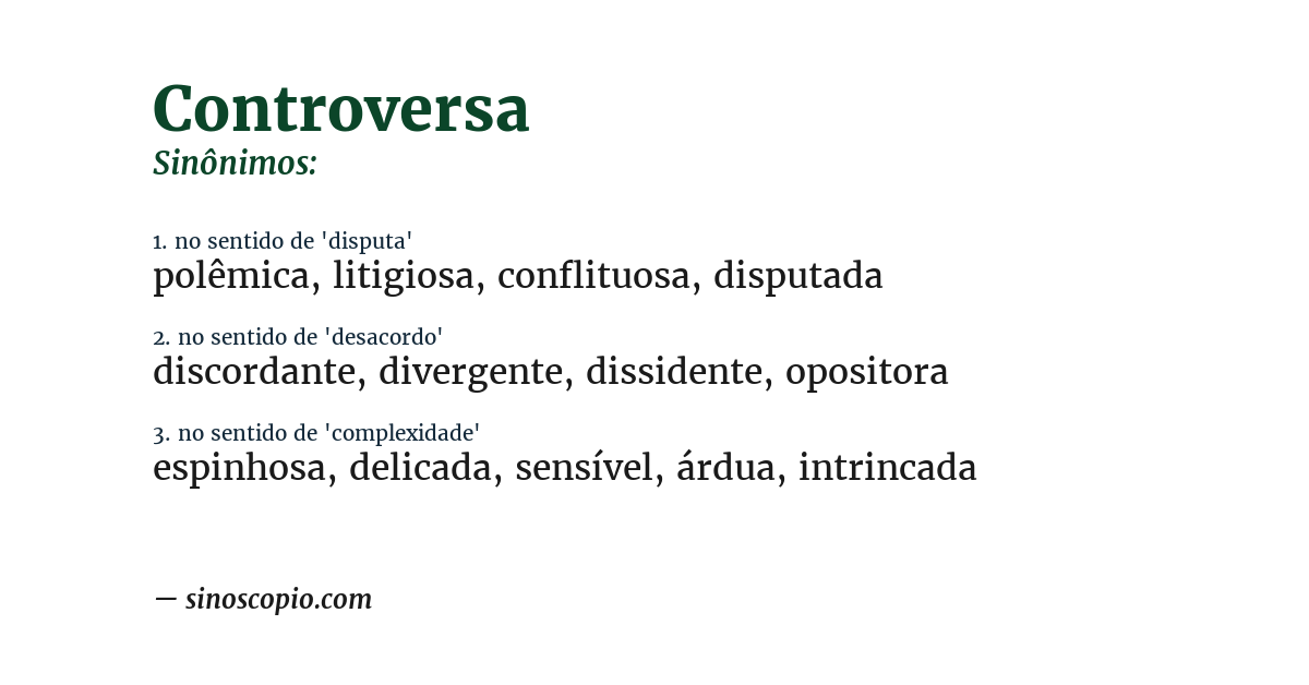 Sinônimo de controversa