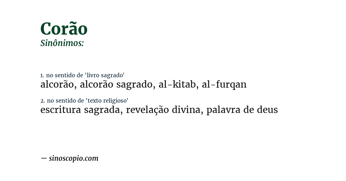 Sinônimo de corão
