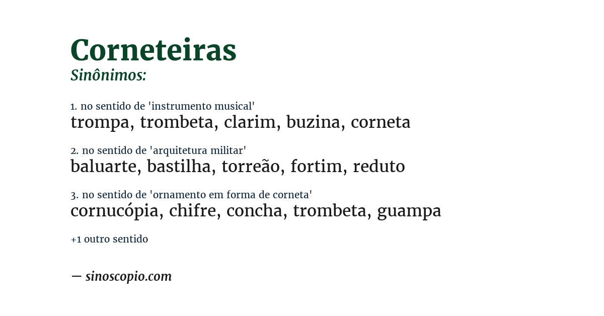 Sinônimo de corneteiras