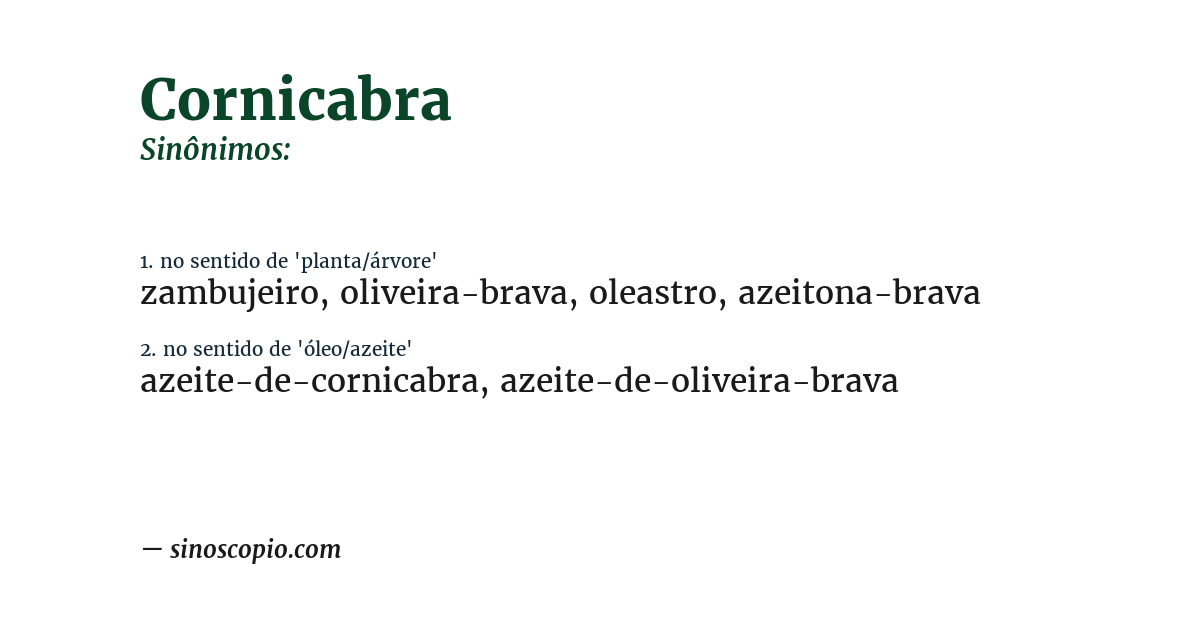 Sinônimo de cornicabra