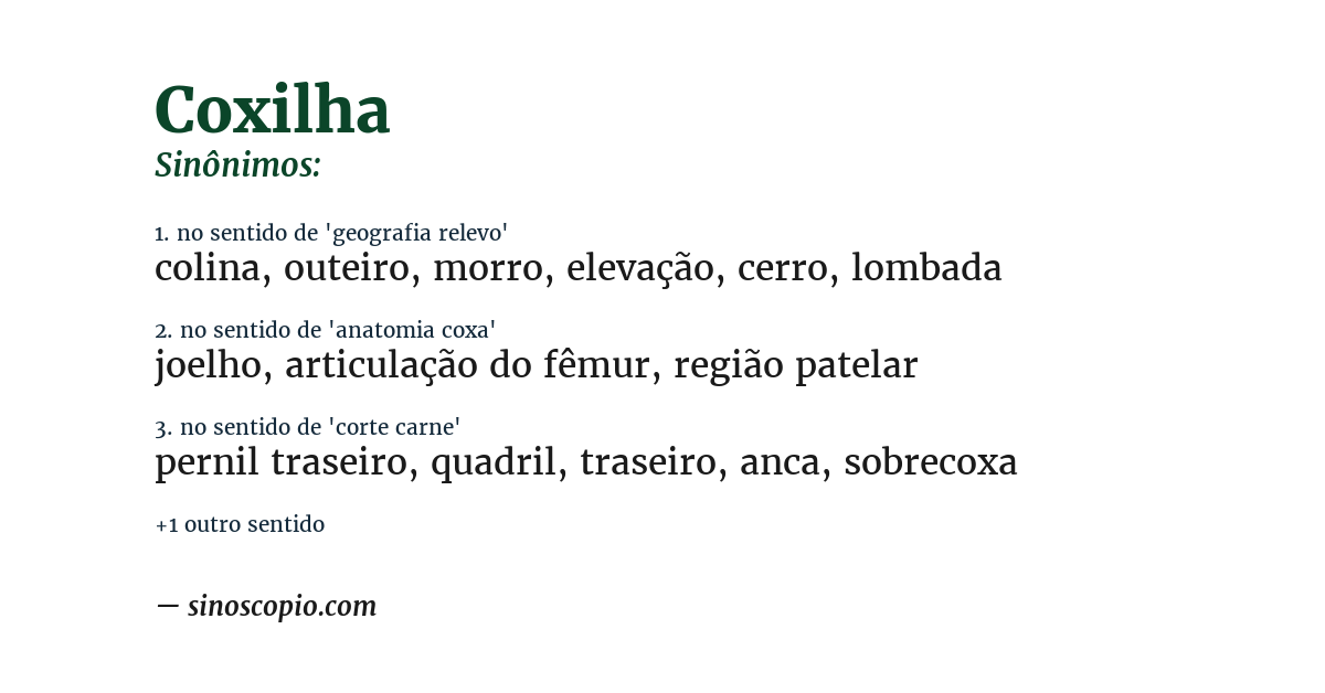 Sinônimo de coxilha