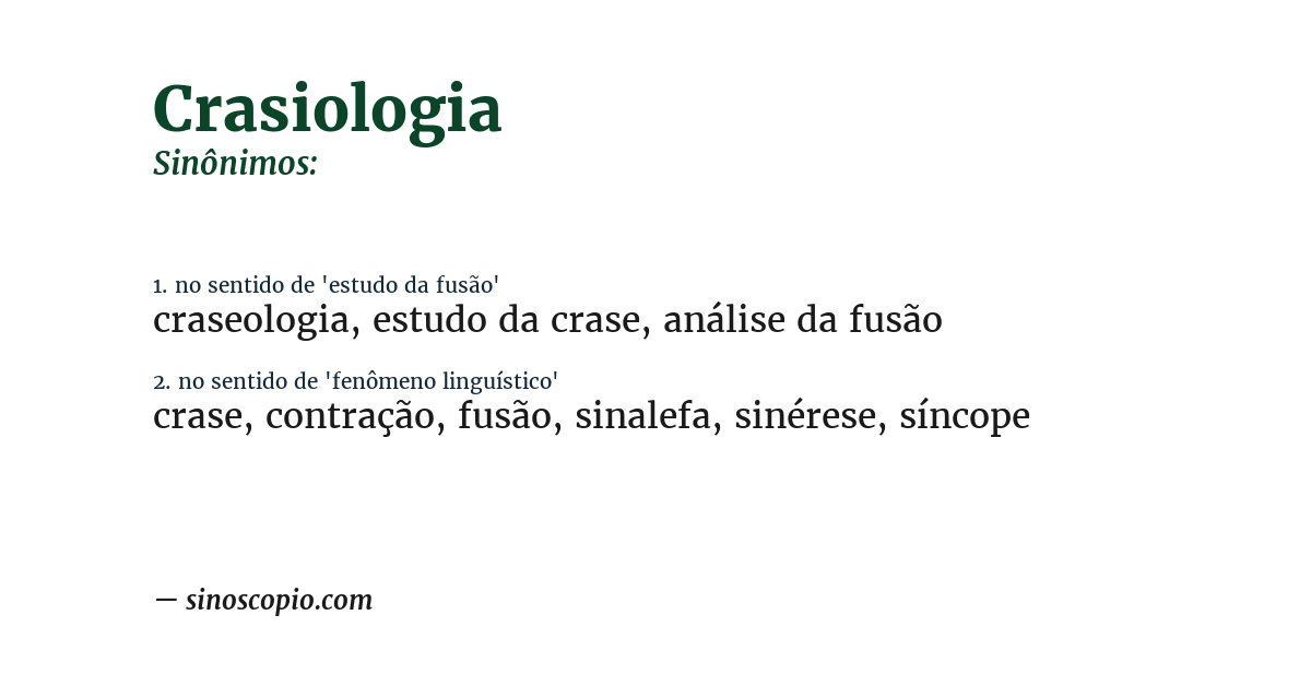 Sinônimo de crasiologia