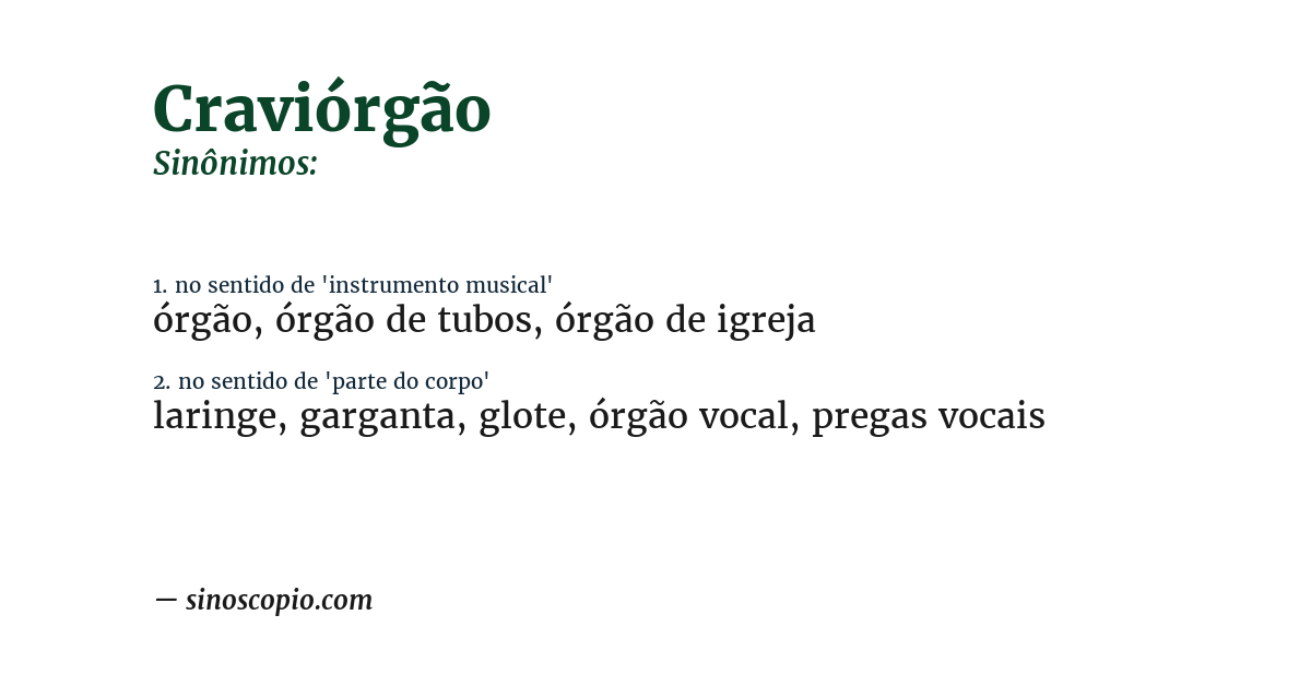 Sinônimo de craviórgão