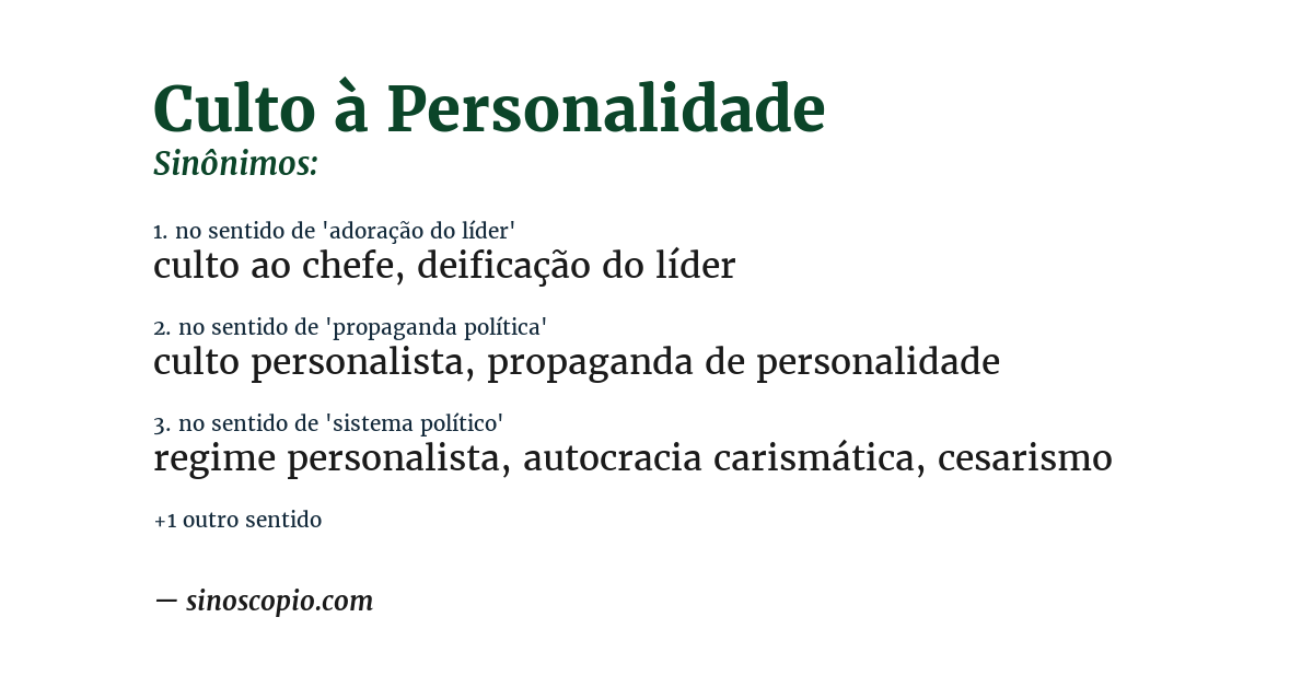 Sinônimo de culto à personalidade