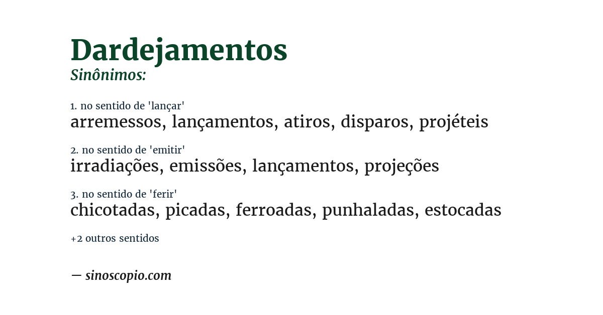 Sinônimo de dardejamentos