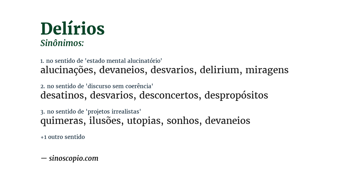Sinônimo de delírios