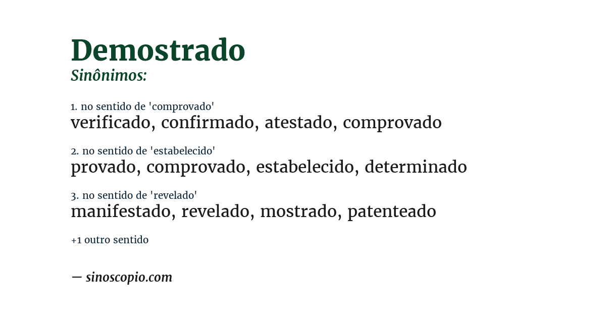 Sinônimo de demostrado