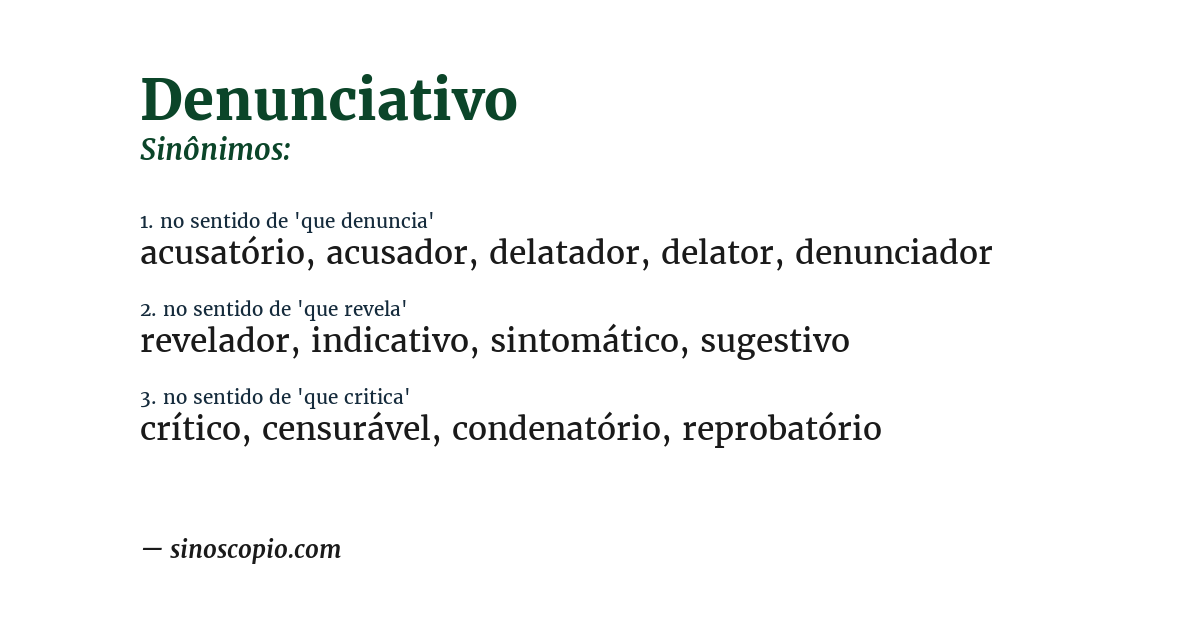Sinônimo de denunciativo