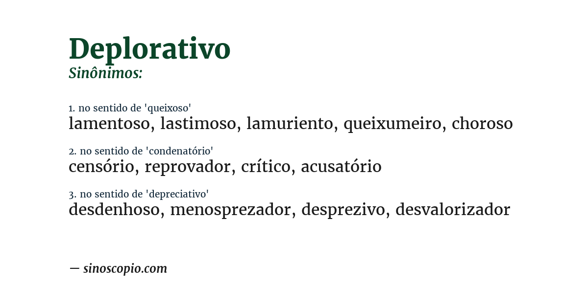 Sinônimo de deplorativo