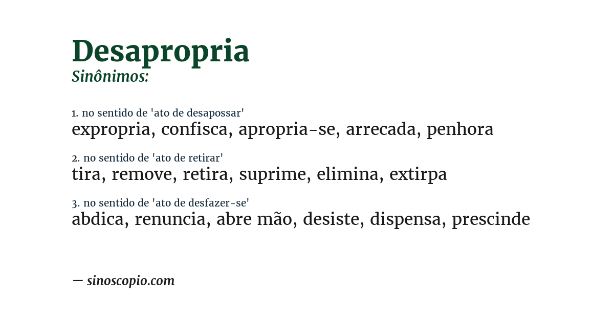 Sinônimo de desapropria