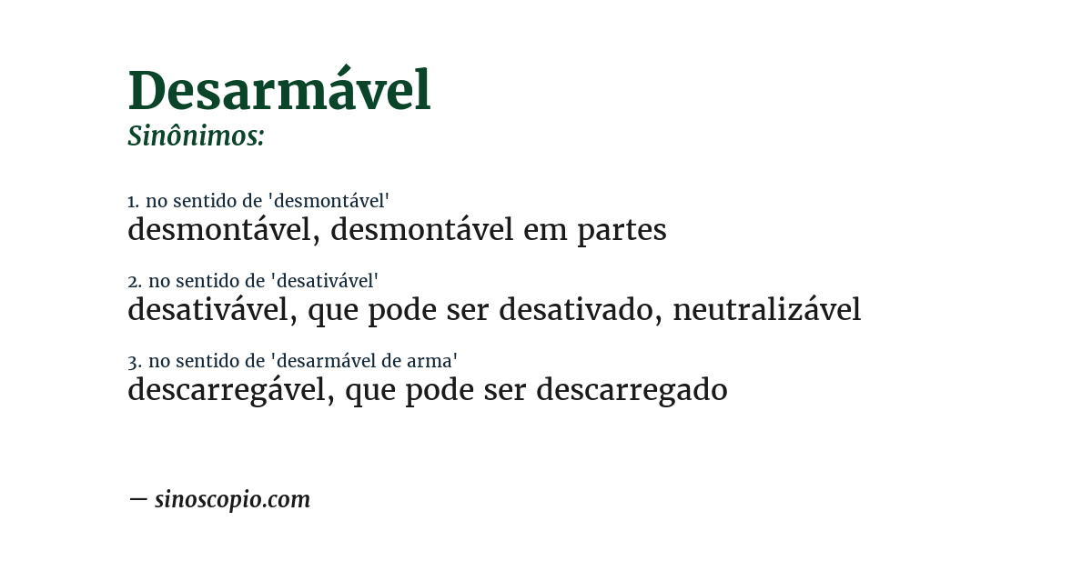 Sinônimo de desarmável