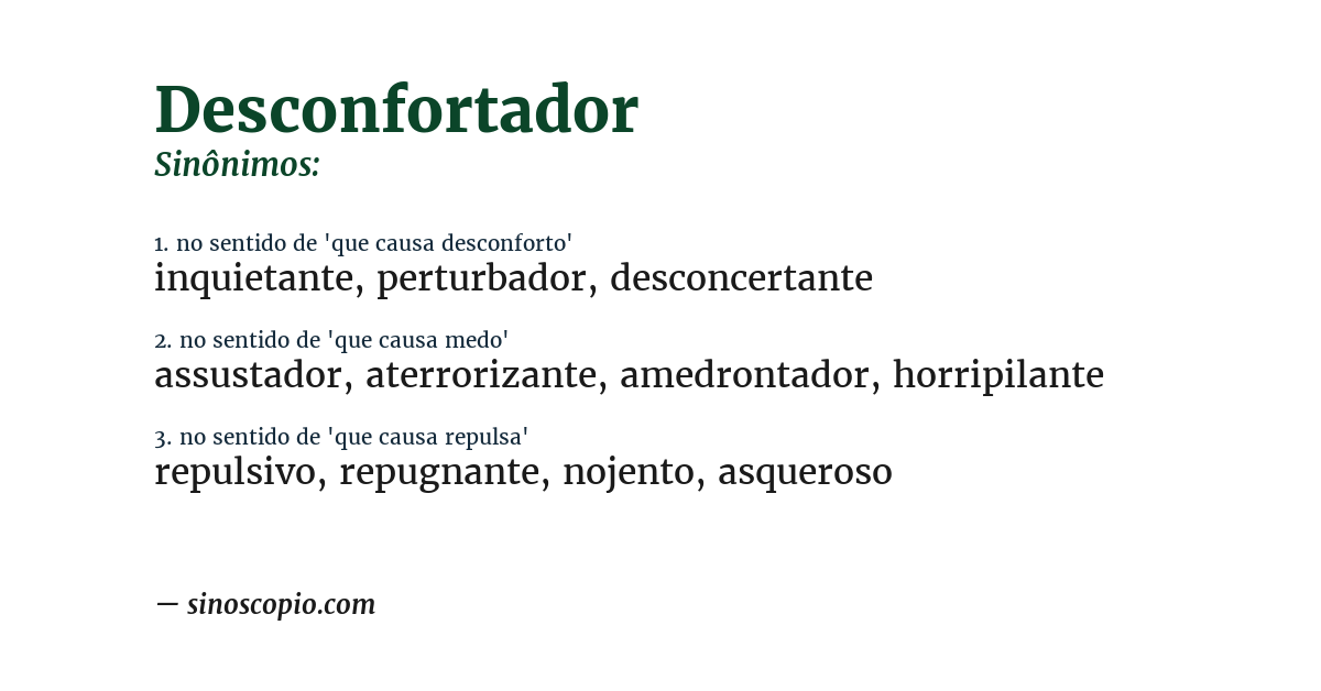 Sinônimo de desconfortador