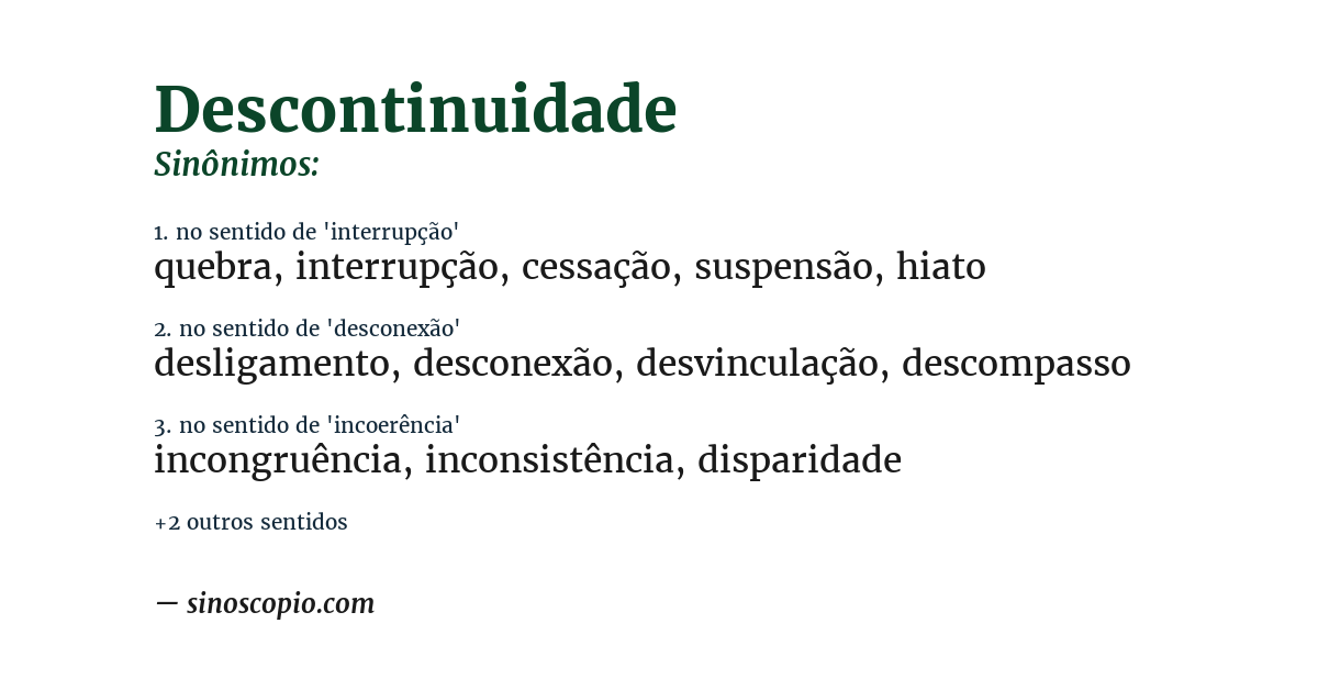 Sinônimo de descontinuidade