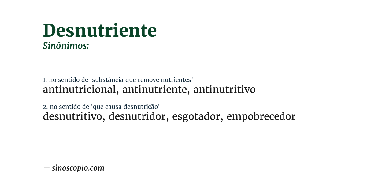 Sinônimo de desnutriente