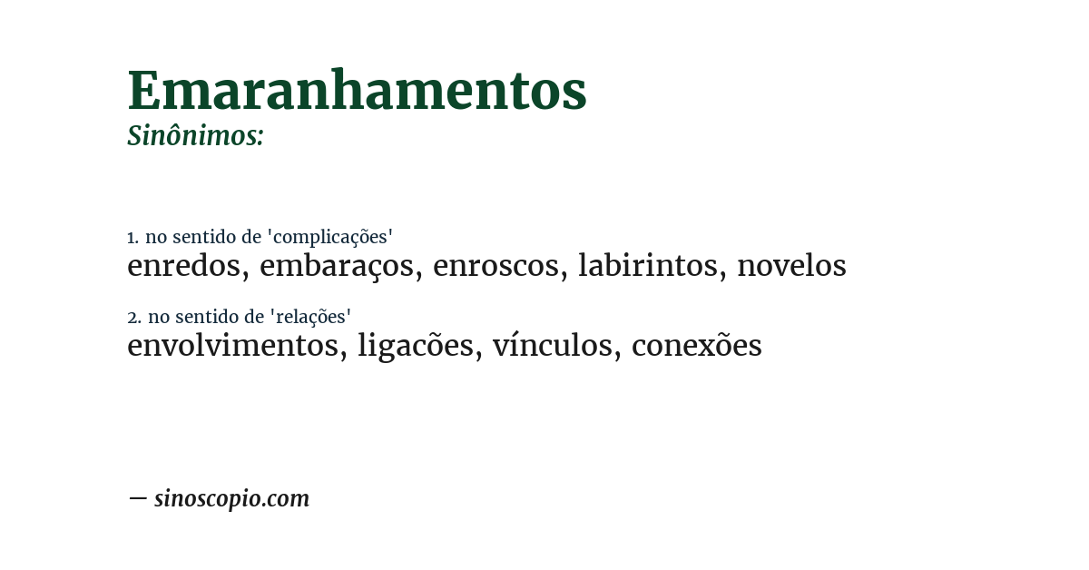 Sinônimo de emaranhamentos