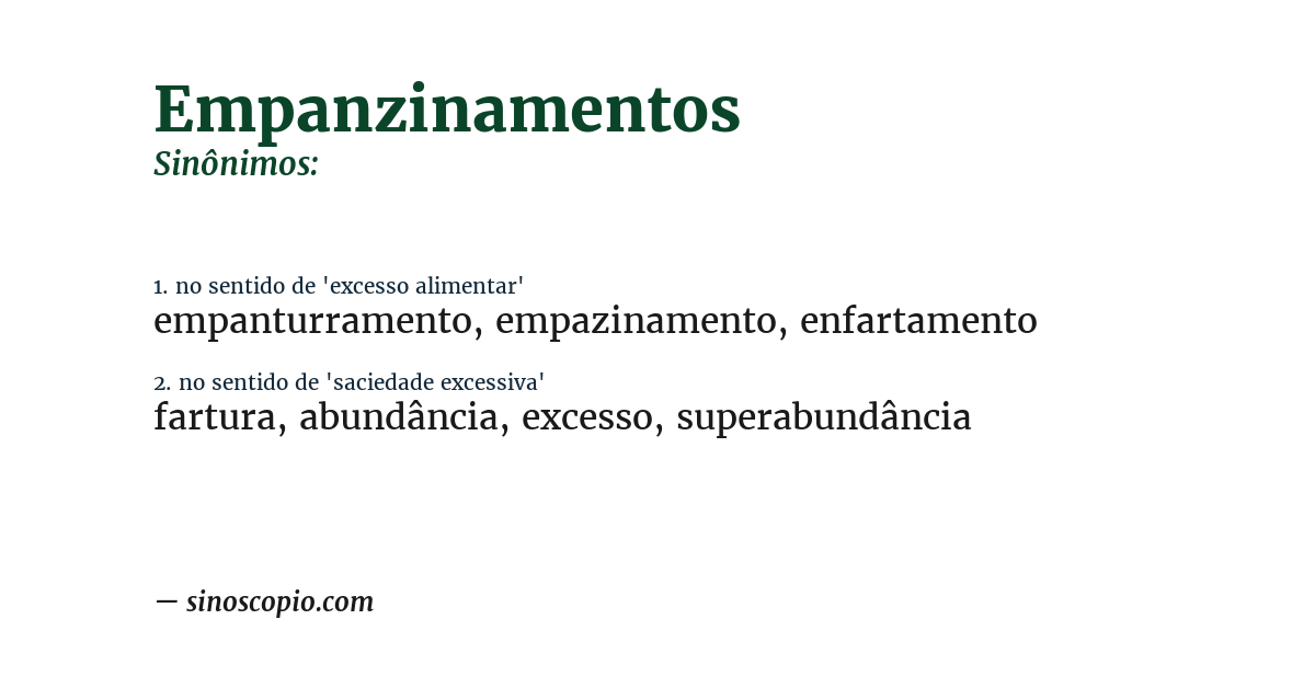 Sinônimo de empanzinamentos
