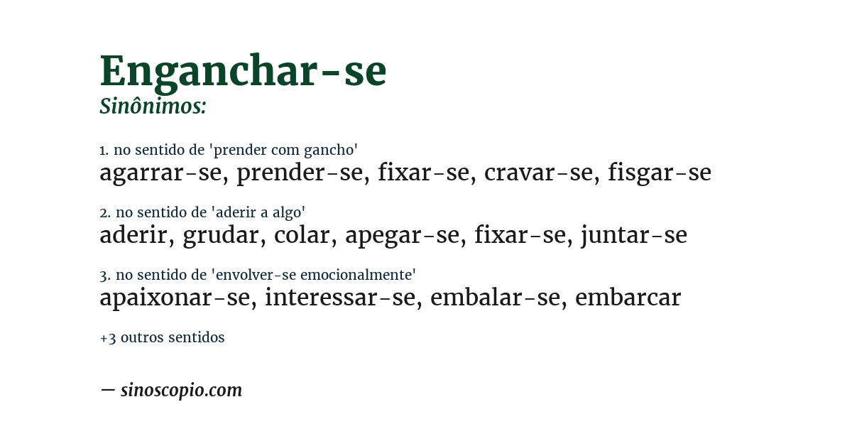 Sinônimo de enganchar-se