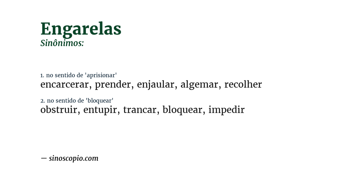 Sinônimo de engarelas