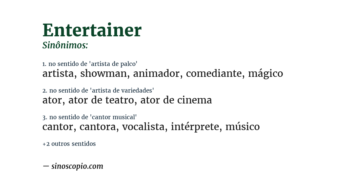 Sinônimo de entertainer