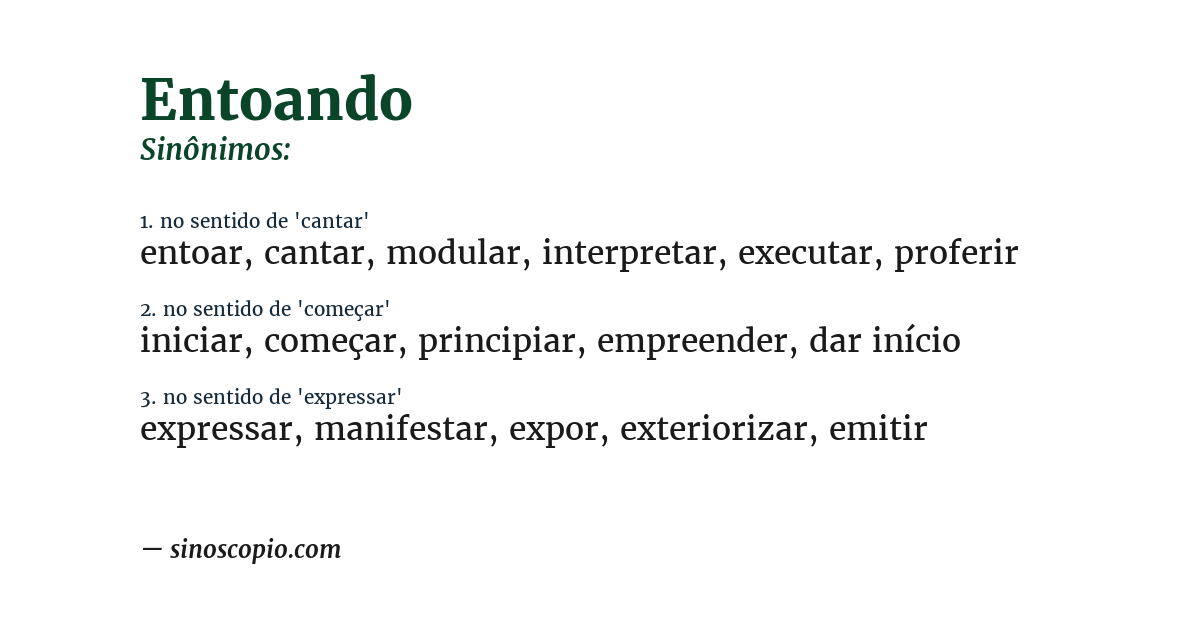 Sinônimo de entoando