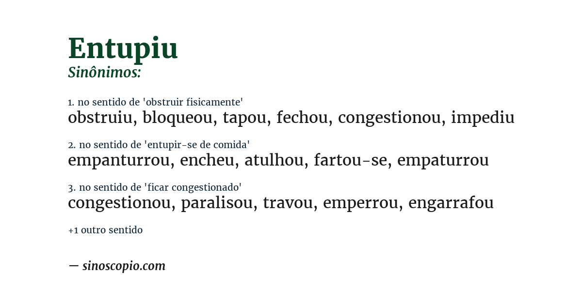 Sinônimo de entupiu