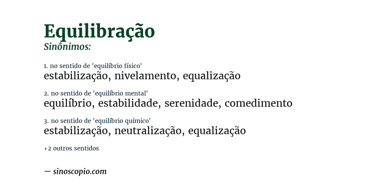 Sinônimo de equilibração
