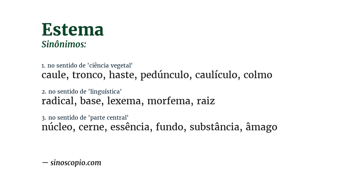 Sinônimo de estema