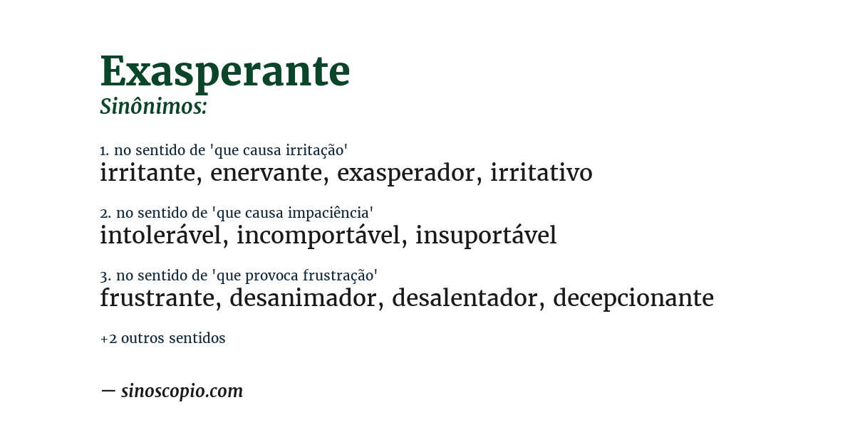 Sinônimo de exasperante