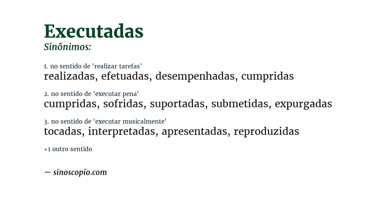 Sinônimo de executadas