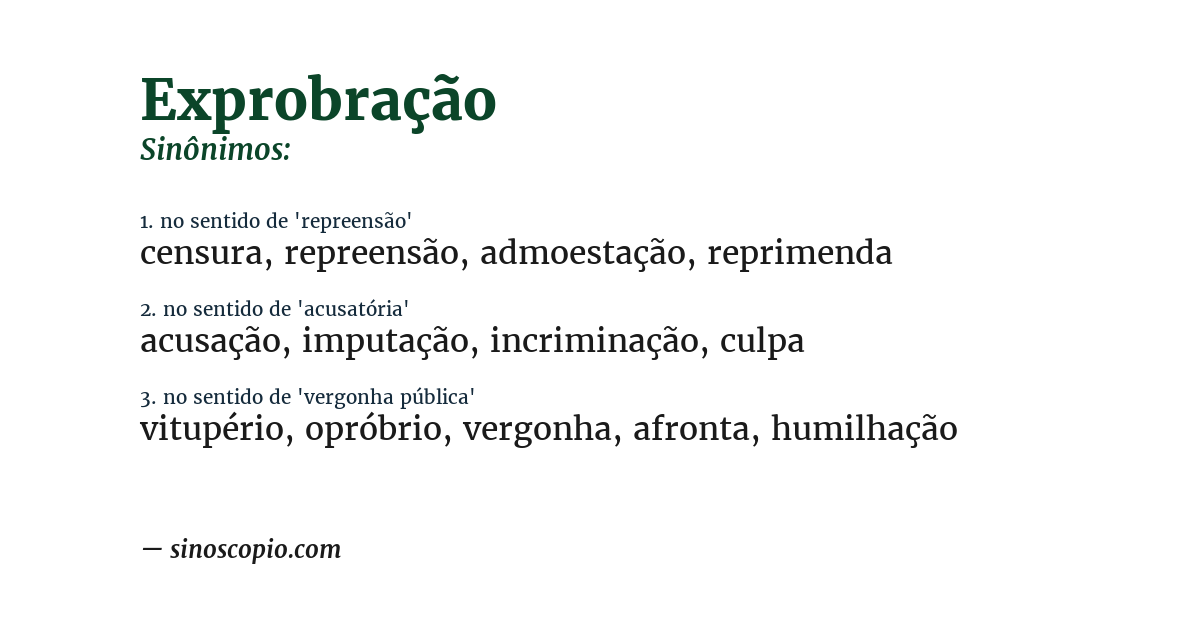 Sinônimo de exprobração